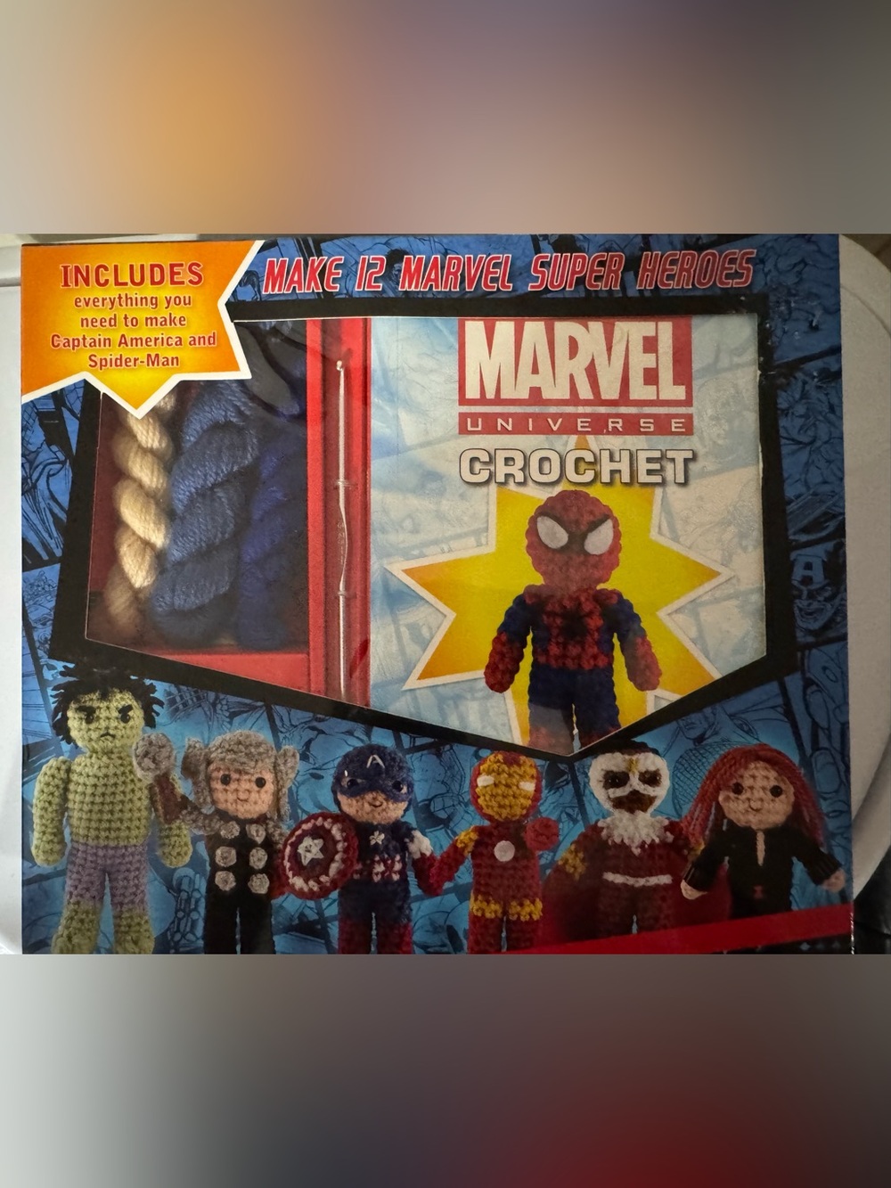 Marvel Crochet Superhero Amigurumi Kit - Red, Blue, Yellow, Gold